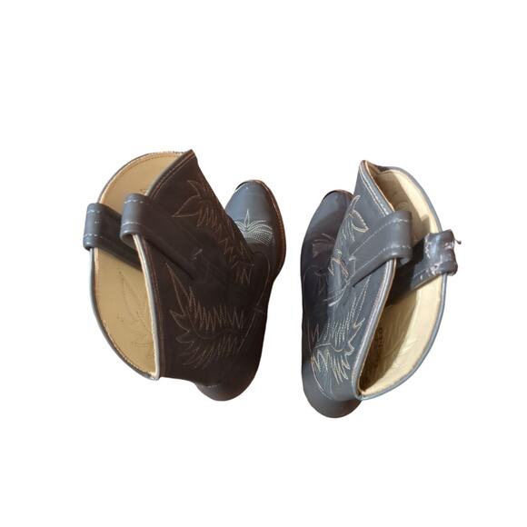 Vintage Acme Cowboy Boot Stacked Heel Women size 5.5 Medium Gray - Picture 6 of 11